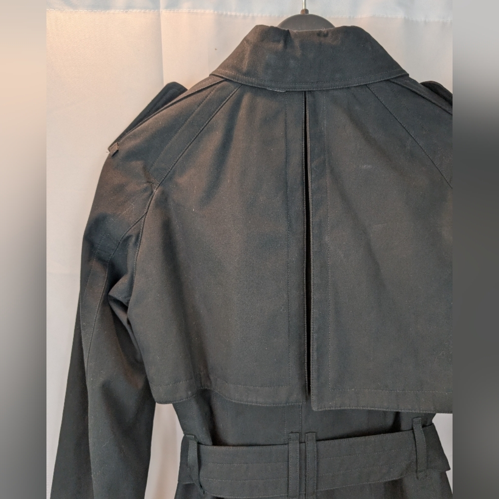 Burberry Classic Black Trench Coat Size 6 In VGUC - Picture 5 of 16